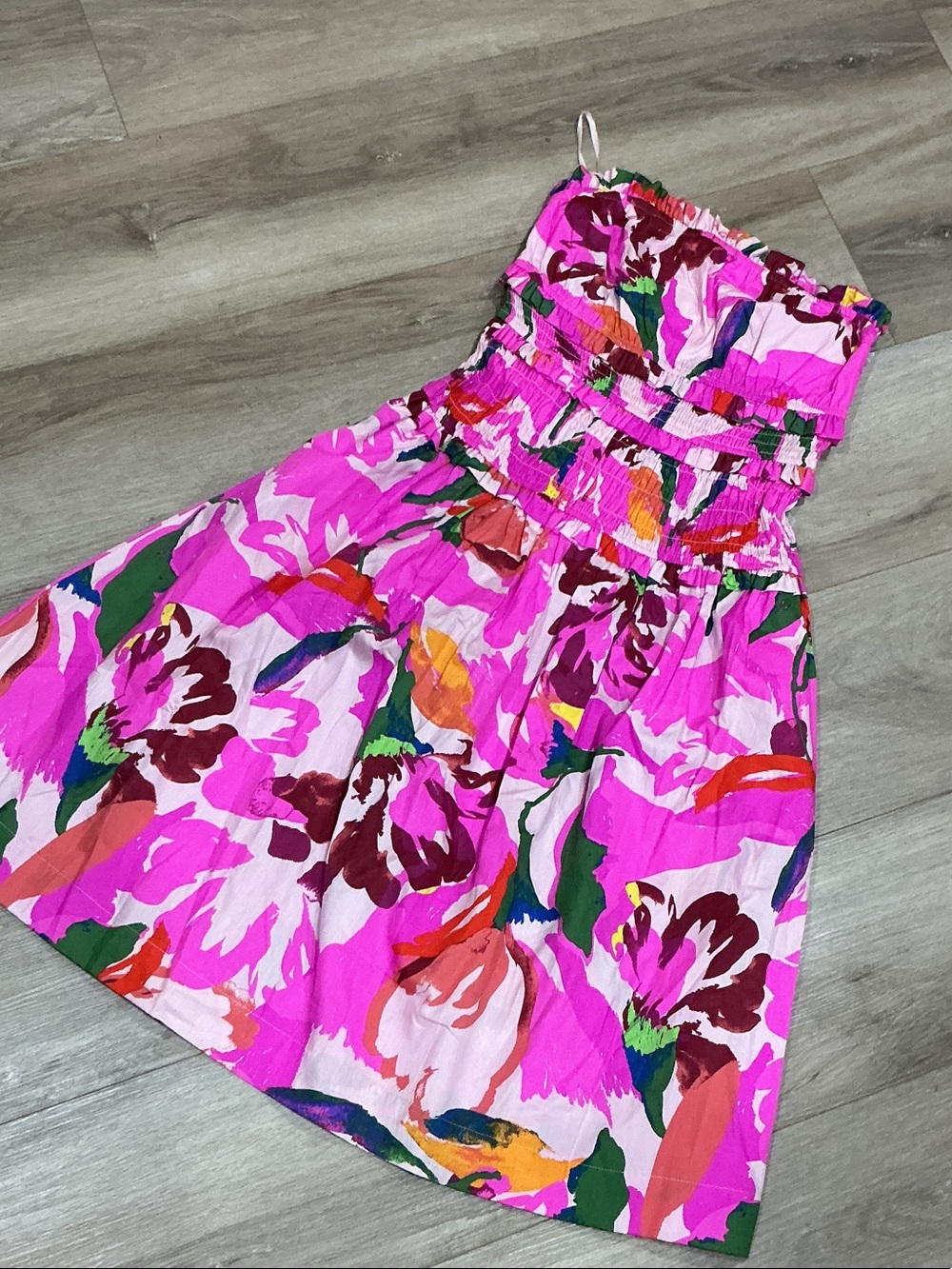 Girls Pink Floral Smocked Casual Dress